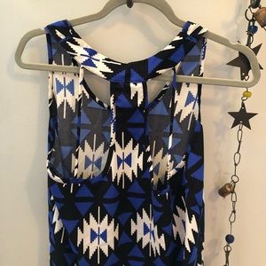 Francesca's Collections Tops - Francesca’s blue and black geometrical tank top Francesca's Collections Tops - Francesca’s blue and black geometrical tank top